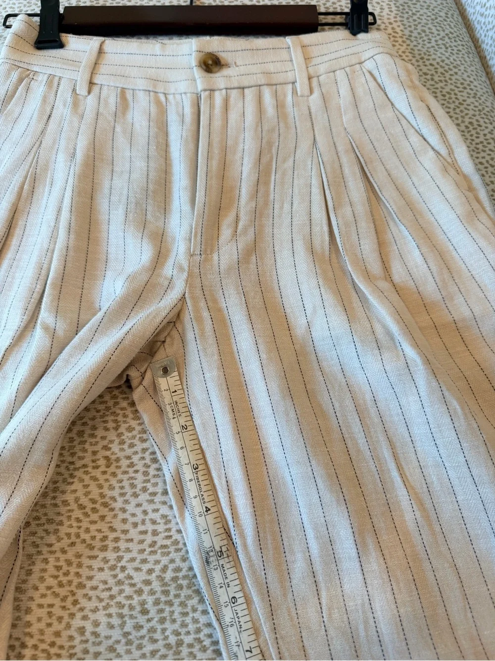 Banana Republic Linen Blend pants— Light Beige blue pinstripes